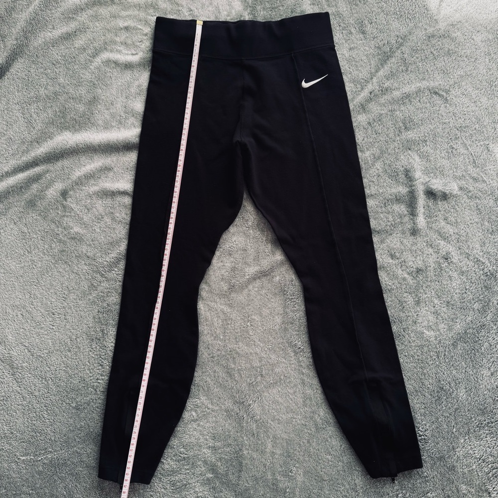 Nike Black Thick Material Front Seam - High Waisted Leggings with Ankle Zips - S - Picture 8 of 10